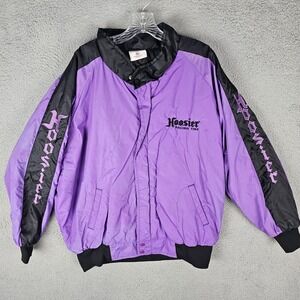 Vintage Hoosier Racing Tire Bomber Jacket Purple XXL‎ Embroidered USA Full Zip